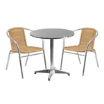 Flash Furniture TLH-ALUM-28RD-020BGECHR2-GG Chair & Table Set, Outdoor