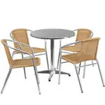 Flash Furniture TLH-ALUM-28RD-020BGECHR4-GG Chair & Table Set, Outdoor