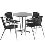 Flash Furniture TLH-ALUM-28RD-020BKCHR4-GG Chair & Table Set, Outdoor