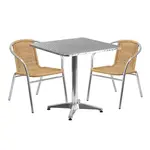 Flash Furniture TLH-ALUM-28SQ-020BGECHR2-GG Chair & Table Set, Outdoor