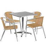 Flash Furniture TLH-ALUM-28SQ-020BGECHR4-GG Chair & Table Set, Outdoor