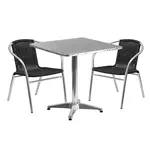 Flash Furniture TLH-ALUM-28SQ-020BKCHR2-GG Chair & Table Set, Outdoor