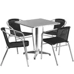 Flash Furniture TLH-ALUM-28SQ-020BKCHR4-GG Chair & Table Set, Outdoor