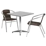 Flash Furniture TLH-ALUM-28SQ-020CHR2-GG Chair & Table Set, Outdoor