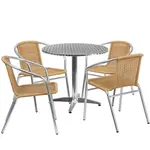 Flash Furniture TLH-ALUM-32RD-020BGECHR4-GG Chair & Table Set, Outdoor