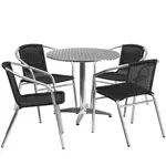 Flash Furniture TLH-ALUM-32RD-020BKCHR4-GG Chair & Table Set, Outdoor