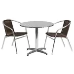 Flash Furniture TLH-ALUM-32RD-020CHR2-GG Chair & Table Set, Outdoor