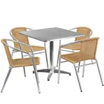 Flash Furniture TLH-ALUM-32SQ-020BGECHR4-GG Chair & Table Set, Outdoor