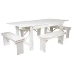 Flash Furniture XA-FARM-1-WH-GG Table Set, Bench