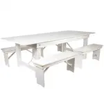 Flash Furniture XA-FARM-2-WH-GG Table Set, Bench