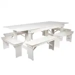 Flash Furniture XA-FARM-3-WH-GG Table Set, Bench