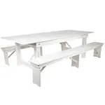 Flash Furniture XA-FARM-4-WH-GG Table Set, Bench