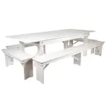 Flash Furniture XA-FARM-5-WH-GG Table Set, Bench