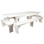 Flash Furniture XA-FARM-7-WH-GG Table Set, Bench