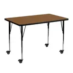 Flash Furniture XU-A3048-REC-OAK-H-A-CAS-GG Table, Indoor, Activity