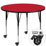 Flash Furniture XU-A48-RND-RED-H-A-CAS-GG Table, Indoor, Activity