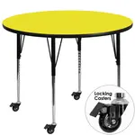 Flash Furniture XU-A48-RND-YEL-H-A-CAS-GG Table, Indoor, Activity