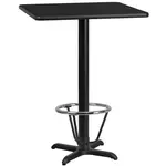 Flash Furniture XU-BLKTB-2424-T2222B-3CFR-GG Table, Indoor, Bar Height