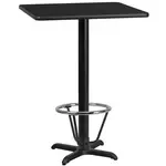 Flash Furniture XU-BLKTB-2424-T2222B-3CFR-GG Table, Indoor, Bar Height