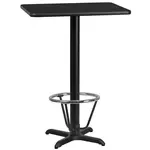 Flash Furniture XU-BLKTB-2430-T2222B-3CFR-GG Table, Indoor, Bar Height