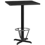 Flash Furniture XU-BLKTB-3030-T2222B-3CFR-GG Table, Indoor, Bar Height