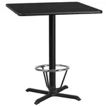 Flash Furniture XU-BLKTB-3636-T3030B-3CFR-GG Table, Indoor, Bar Height