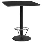 Flash Furniture XU-BLKTB-3636-TR24B-4CFR-GG Table, Indoor, Bar Height