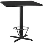 Flash Furniture XU-BLKTB-4242-T3333B-4CFR-GG Table, Indoor, Bar Height