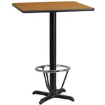 Flash Furniture XU-NATTB-2424-T2222B-3CFR-GG Table, Indoor, Bar Height