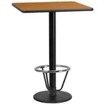 Flash Furniture XU-NATTB-2424-TR18B-3CFR-GG Table, Indoor, Bar Height