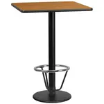 Flash Furniture XU-NATTB-3030-TR18B-3CFR-GG Table, Indoor, Bar Height