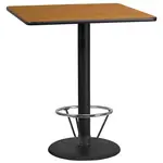 Flash Furniture XU-NATTB-3636-TR24B-4CFR-GG Table, Indoor, Bar Height