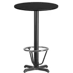 Flash Furniture XU-RD-24-BLKTB-T2222B-3CFR-GG Table, Indoor, Bar Height