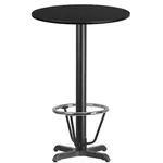 Flash Furniture XU-RD-24-BLKTB-T2222B-3CFR-GG Table, Indoor, Bar Height