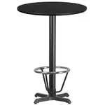 Flash Furniture XU-RD-30-BLKTB-T2222B-3CFR-GG Table, Indoor, Bar Height