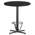 Flash Furniture XU-RD-36-BLKTB-T3030B-3CFR-GG Table, Indoor, Bar Height