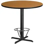 Flash Furniture XU-RD-42-NATTB-T3333B-4CFR-GG Table, Indoor, Bar Height