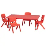 Flash Furniture YU-YCX-0013-2-RECT-TBL-RED-R-GG Chair & Table Set, Indoor