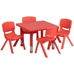 Flash Furniture YU-YCX-0023-2-SQR-TBL-RED-E-GG Chair & Table Set, Indoor