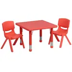 Flash Furniture YU-YCX-0023-2-SQR-TBL-RED-R-GG Chair & Table Set, Indoor