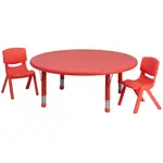 Flash Furniture YU-YCX-0053-2-ROUND-TBL-RED-R-GG Chair & Table Set, Indoor