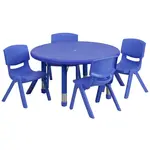 Flash Furniture YU-YCX-0073-2-ROUND-TBL-BLUE-E-GG Chair & Table Set, Indoor