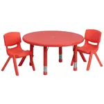 Flash Furniture YU-YCX-0073-2-ROUND-TBL-RED-R-GG Chair & Table Set, Indoor
