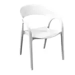 Florida Seating GOSSIP/WHITE Chair, Armchair, Stacking, Outdoor