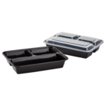 Food Container, 32 Oz, Black, Polypropylene, with Lids, (150/Case), Karat IM-FC1032B-3C