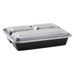 Food Container, 32 Oz, Black, Polypropylene, with Lids, (150/Case), Karat IM-FC1032B-3C