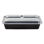 Food Container, 32 Oz, Black, Polypropylene, with Lids, (150/Case), Karat IM-FC1032B-3C