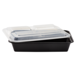 Food Container, 32 Oz, Black, Polypropylene, with Lids, (150/Case), Karat IM-FC1032B-3C