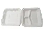 Food Container, 9", Bamboo Fiber, Clamshell, 3-Compartements,, 200/Case, Arvesta HL-99-3