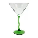 Glass Martini 12 Oz Green Crooked Stem